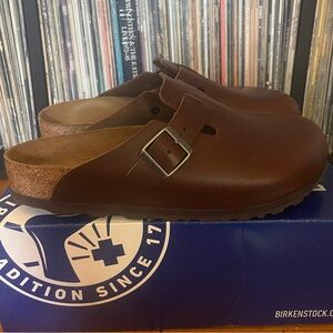 BIRKENSTOCK MEN'S BOSTON GRIP LEATHER IN VINTAGE WOOD 42 9